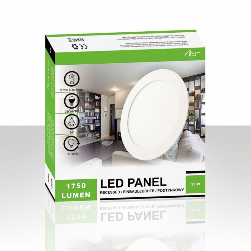 LED panel ART ultra slim round, 300mm, 25W, 1750lm, neutral