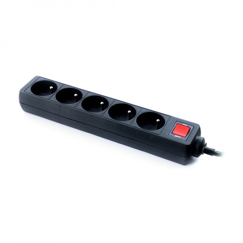 Power strip with Tracer Power Patrol Black protection - 5 sockets - 1.8m