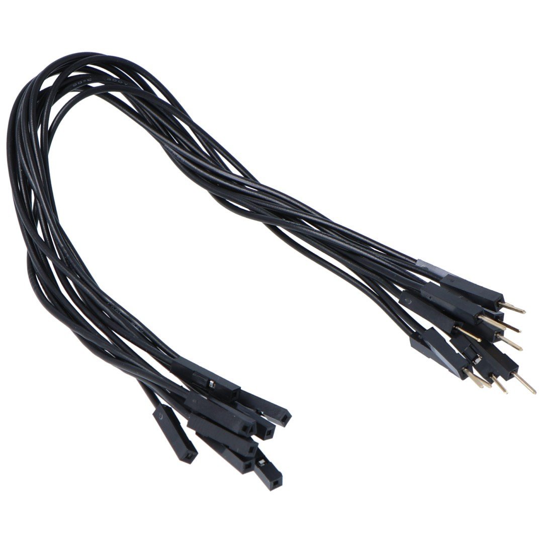 Female-male connecting cables 20cm black - 10pcs
