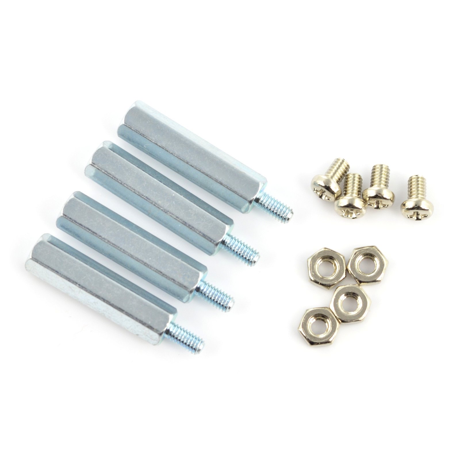 Metal spacers M2,5 20mm + screws + nuts - 4pcs