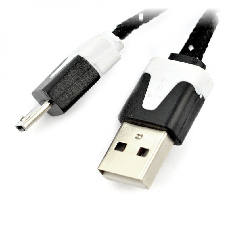 Braided micro USB 2.0 flat cable - 1m