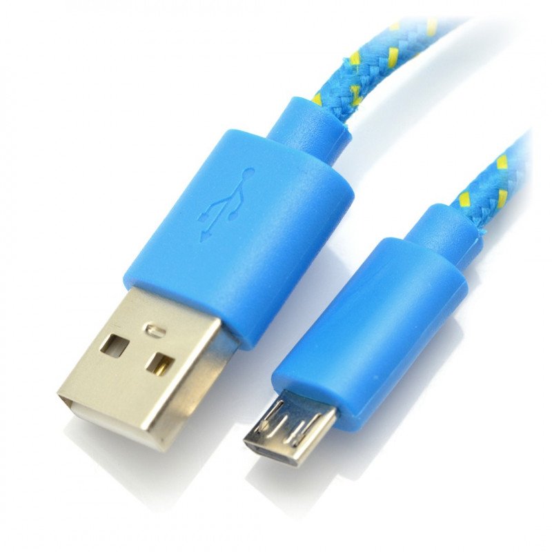 Cable microUSB B - A in blue braid EB175BY - 1m