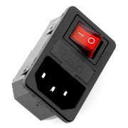AC IEC male socket with latch - with fuse and switch