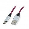 Cable TRACER USB A - USB C 2.0 black and purple braid - 1m - zdjęcie 1