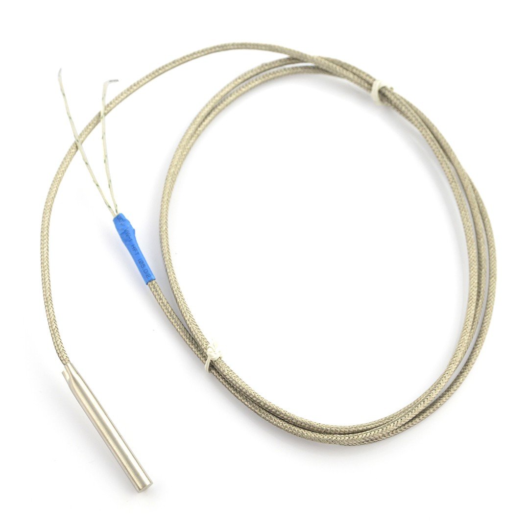 High temperature measuring probe PT100 - 1 kΩ 6x50mm metal braid