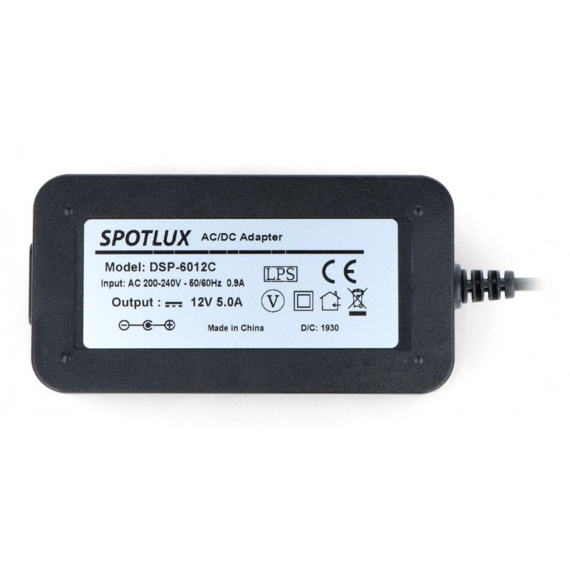 Spotlux Switch Mode Power Supply DSP-6012C 12 V / 5A DC 5.5/2.5mm plug with cable