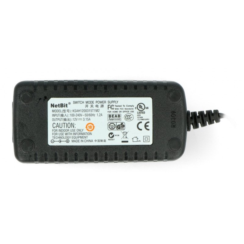 Switch mode power supply 12V / 3,1A - 5,5 / 2,1 mm DC plug