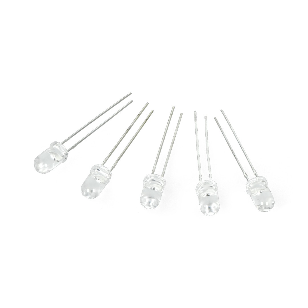 LED 5mm white clear - 5pcs