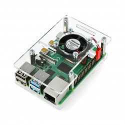 Raspberry Pi Case Model 4B/3B+/3B/2B open with fan - transparent