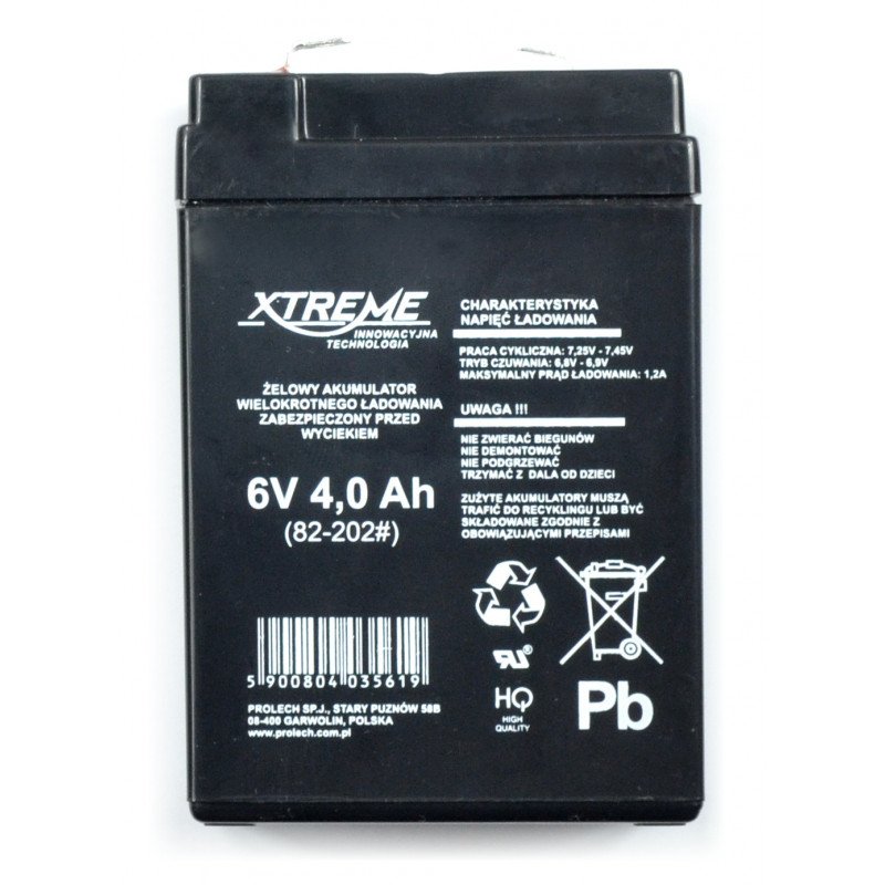 Gel rechargeable battery 6V 4Ah Extreme
