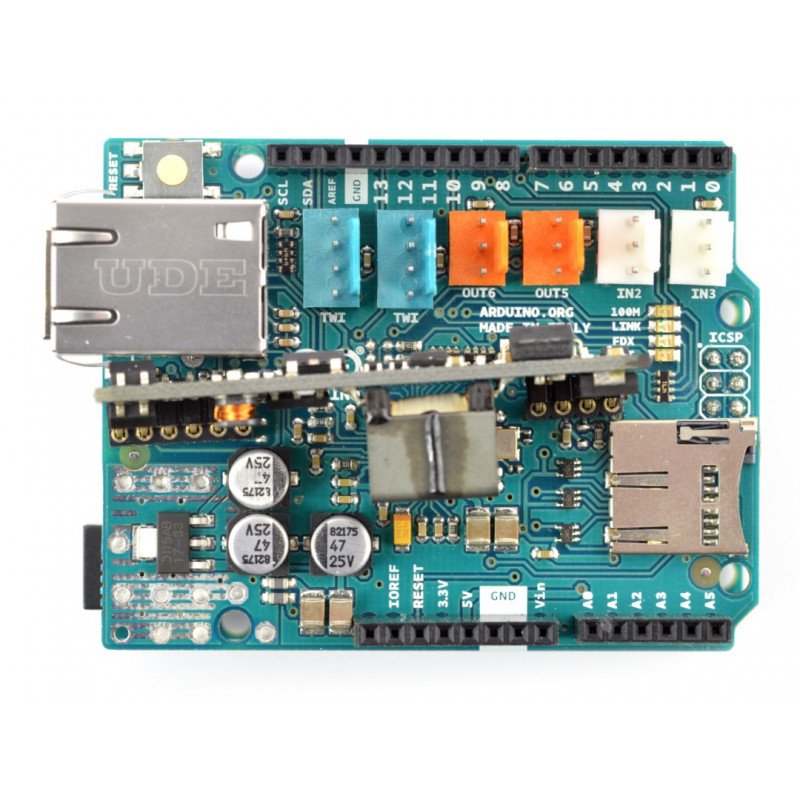 Arduino Ethernet Shield 2 with memory card reader microSD + PoE