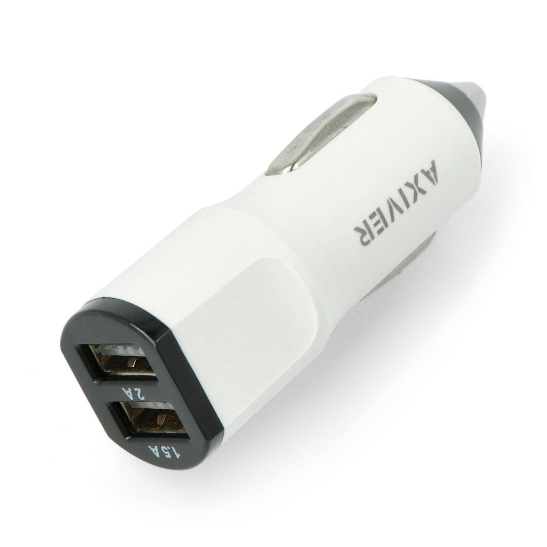 Axiver car charger - 2x USB - 3.5A 5V/12V/24V - white