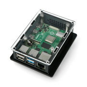 Raspberry Pi 4B box V2 for DIN rail - black and transparent