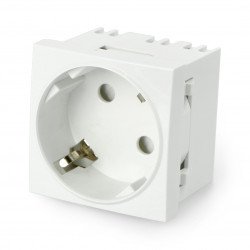 Concealed socket 230V single 45x45mm 16A Schuko - white + connector