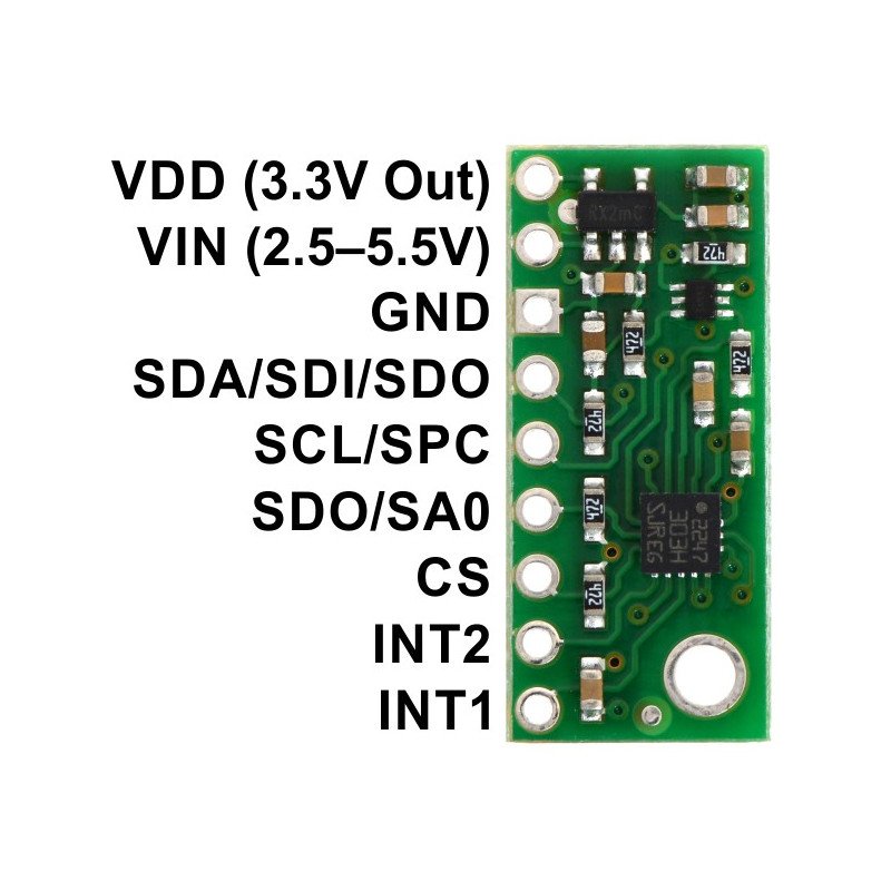LSM303D 3-axis accelerometer + magnetometer IMU 6DoF I2C/SPI -