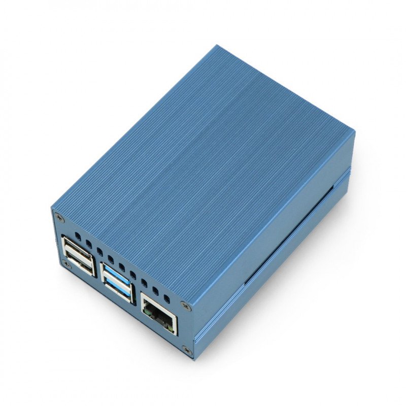 Raspberry Pi 4B housing with fan - metal - blue