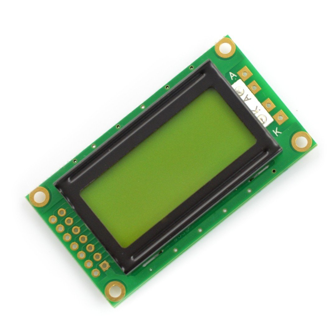 Wyświetlacz LCD 2x8 znaków zielony