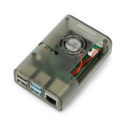 Raspberry Pi 4B housing with fan - grey transparent