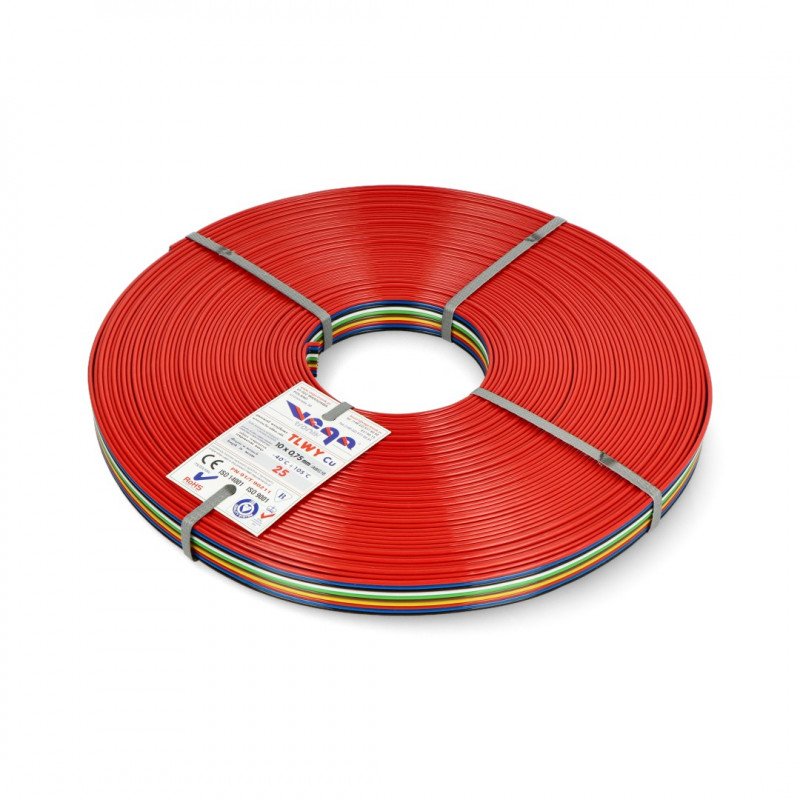 Ribbon cable TLWY - 10x0.75mm²/AWG 18 - multicoloured - 25m