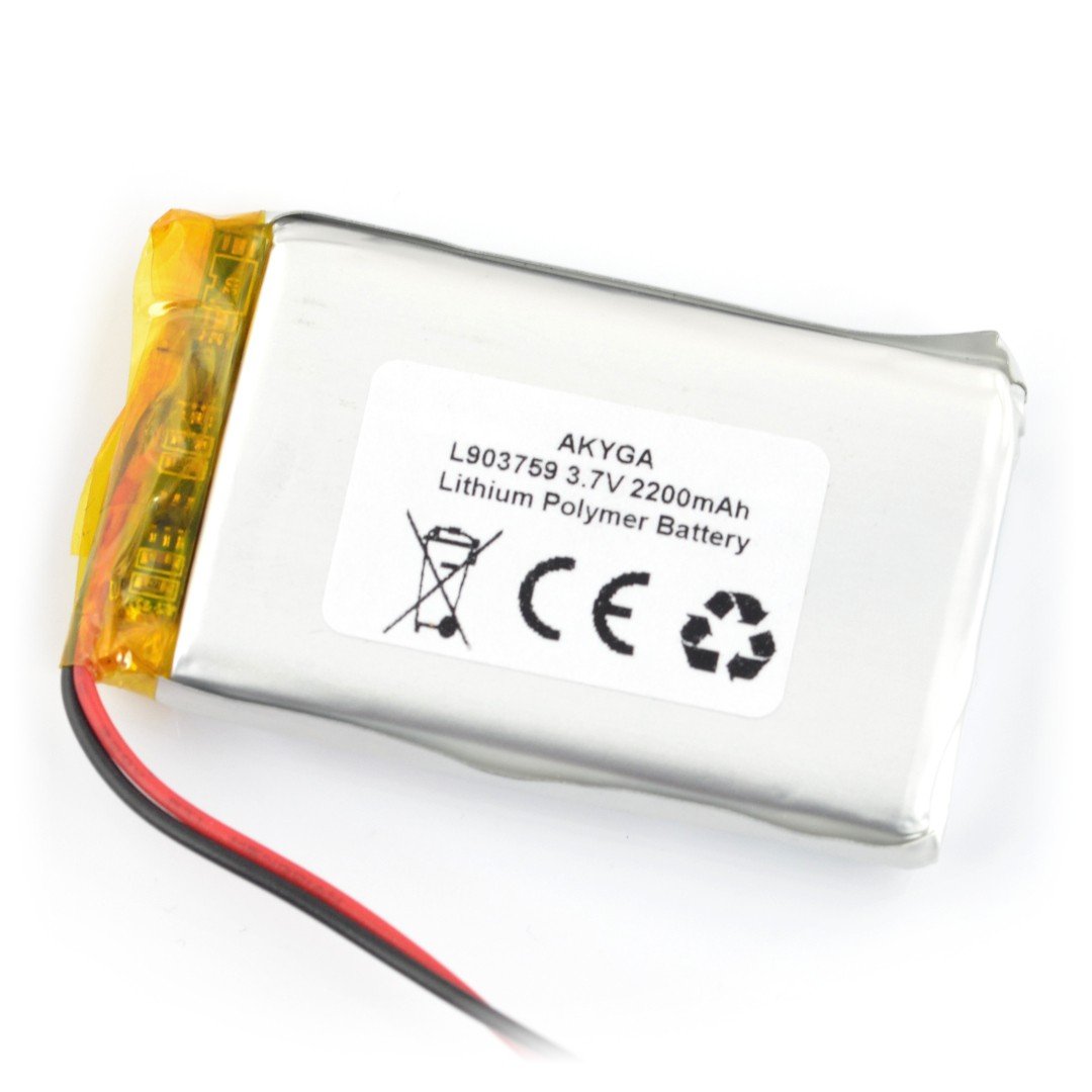 Akyga Li-Pol cell 2200mAh 1S 3,7V - cable 50mm - 59x37x9mm