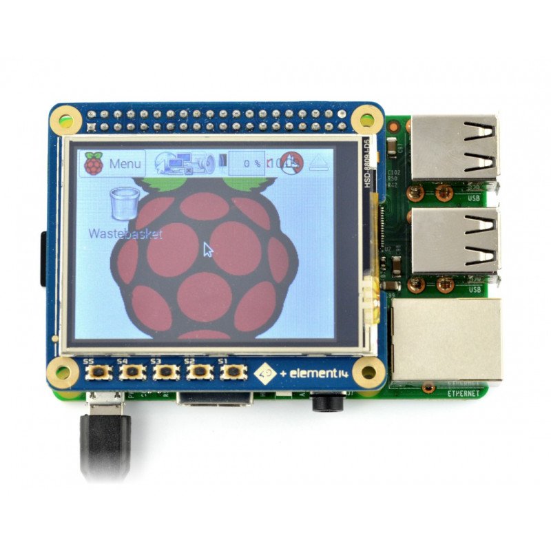Resistive touch screen TFT LCD 2,4" 320x240px GPIO 4DPi-24-HAT for Raspberry Pi 3/2/B+