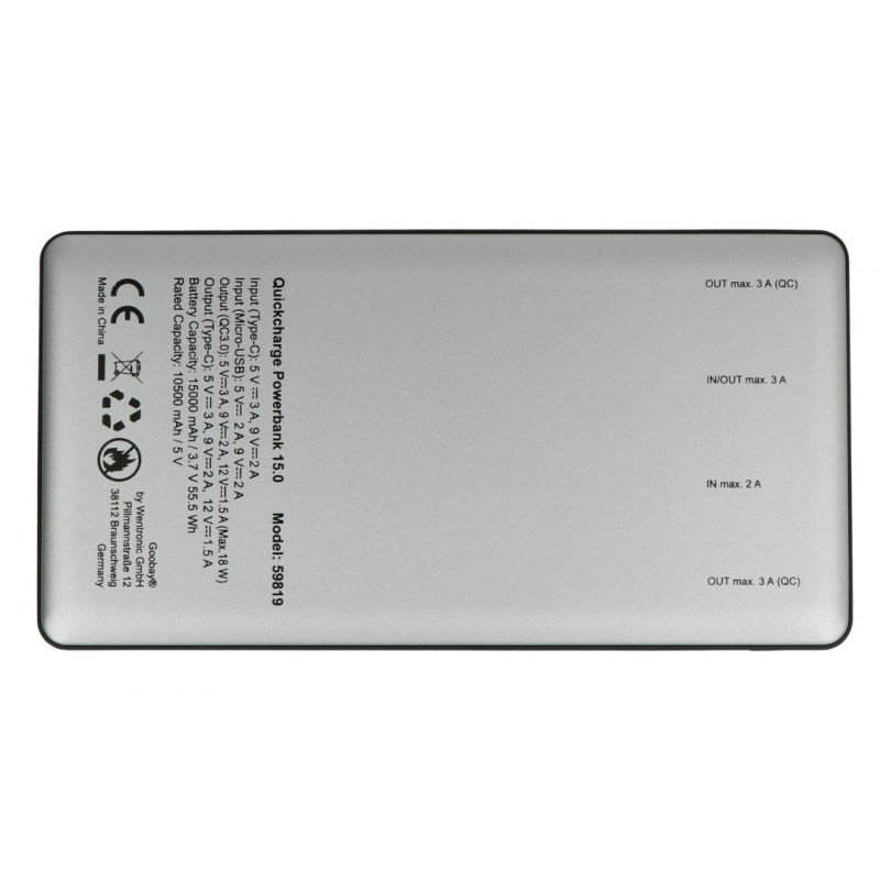 Mobile PowerBank Goobay 15.0 59819 Quick Charge 3.0 15000mAh - grey - black