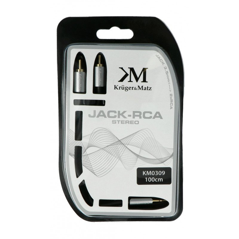 Kruger&Matz Jack 3.5mm - 2x RCA black - 1m