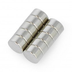 Round neodymium magnet N35/Ni 6x3mm - 10 pieces.