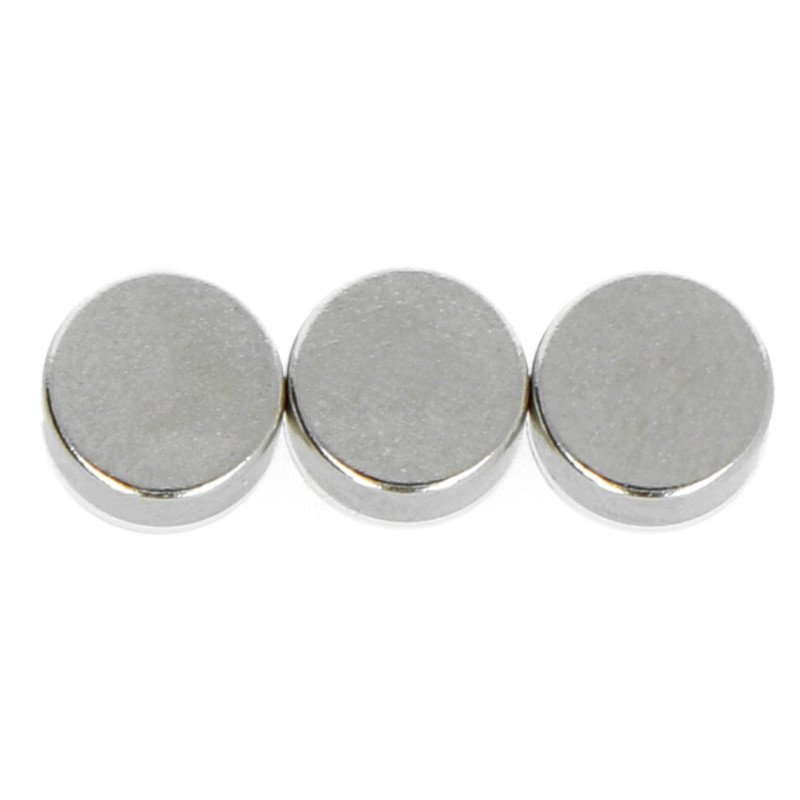 Round neodymium magnet N35/Ni 6x3mm - 10 pieces.