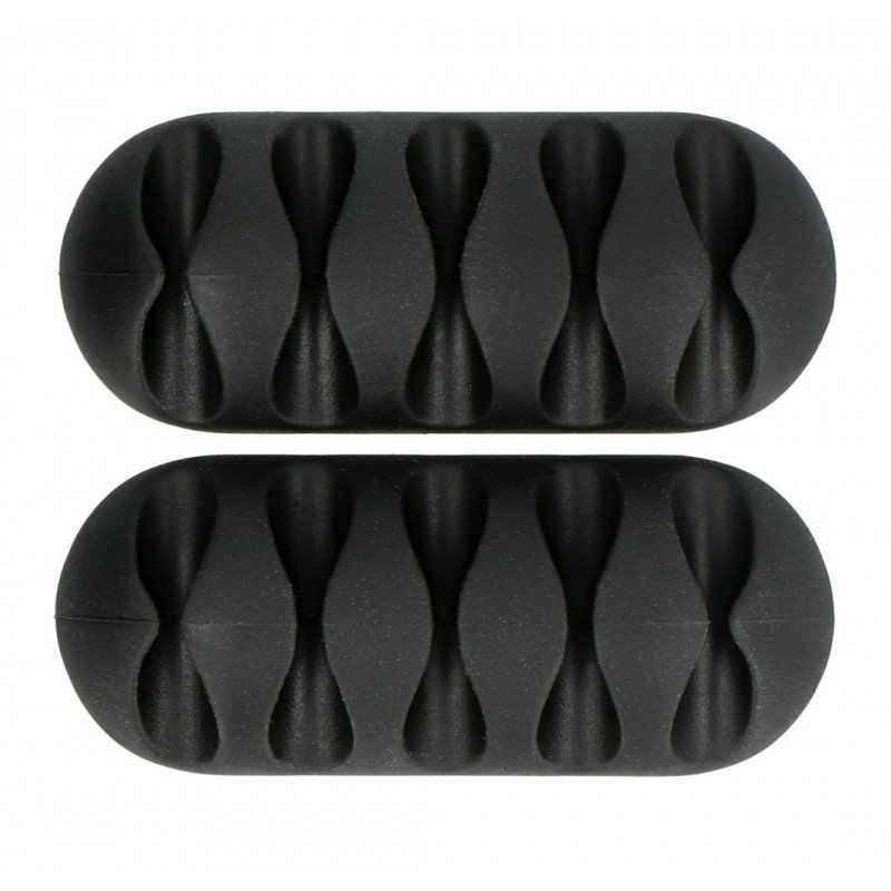 Cable organizer Blow - self-adhesive with 5 black clips - 2pcs.