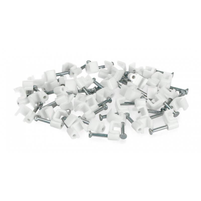 Cable holder rectangle 4/4mm - white, 100 pcs