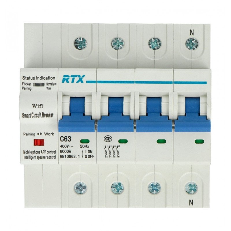 Tuya RTX CB63 4P 63A WiFi current switch
