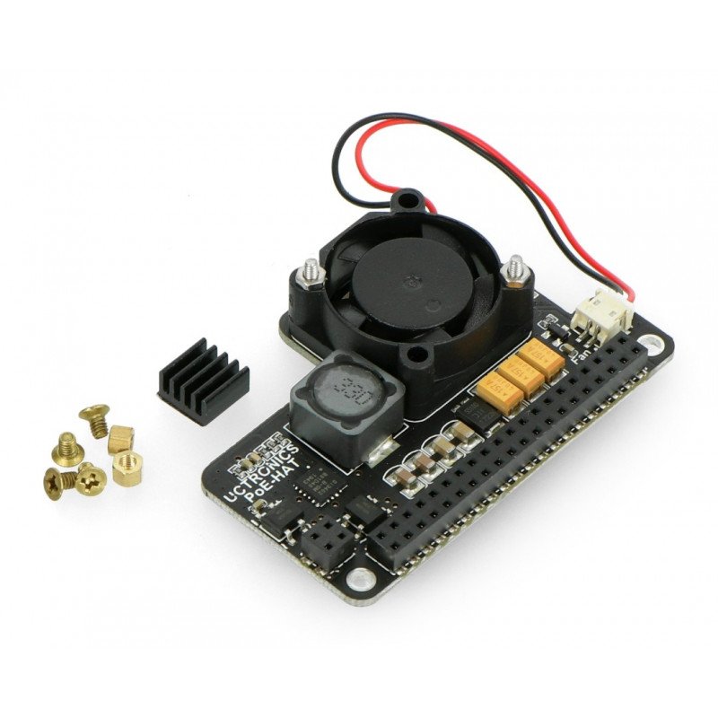 UCTRONICS Mini PoE Hat - PoE power module for Raspberry Pi 4B/3B+/3B + fan