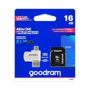 Goodram All in One memory card micro SD / SDHC 16GB class 10 + adapter + reader OTG