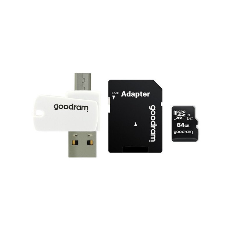 Goodram All in One - micro SD / SDHC memory card 64GB class 10 + adapter + OTG reader