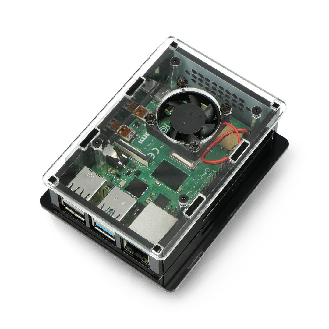 Raspberry Pi 4B aluminum case with fan and screen Botland - Robotic Shop