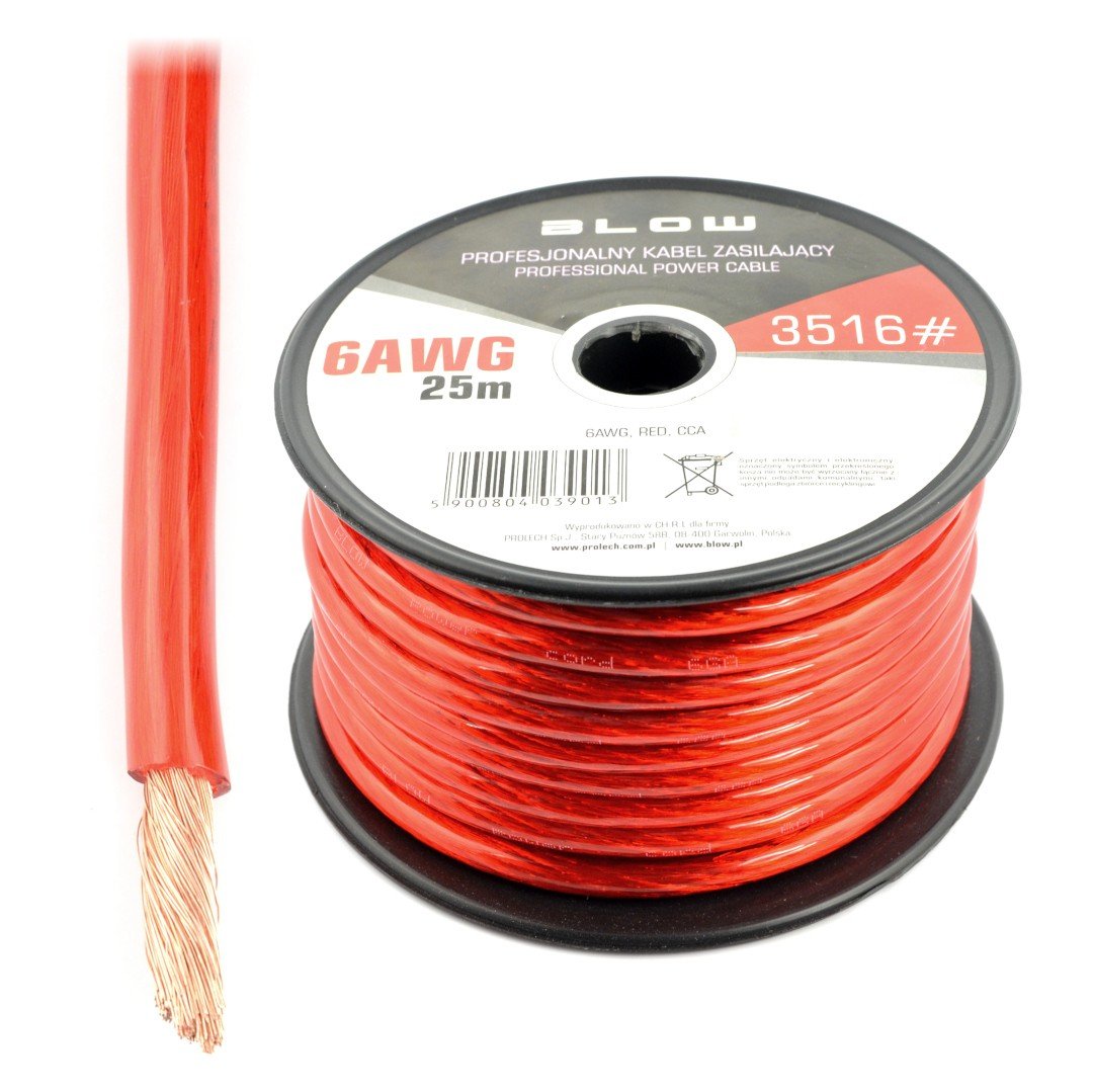 Professional power cable - Blow 6AWG - red - 25m