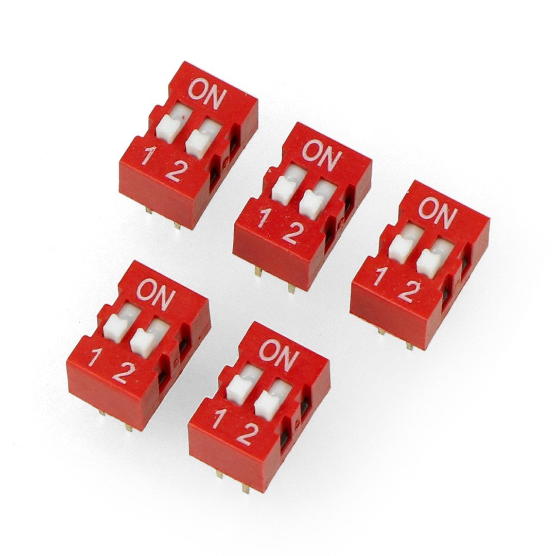 2.54mm Pitch 2 Position IC Type DIP Switch Black 5Pcs 