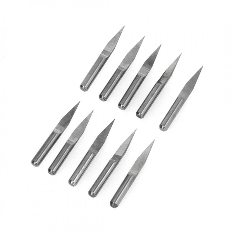 DSY Drill 10pcs 0.1mm 10 Degree Flat Bottom PCB Engraving Bits Titanium Coated Carbide CNC Router Tool Drill Accessories Industrial Tools