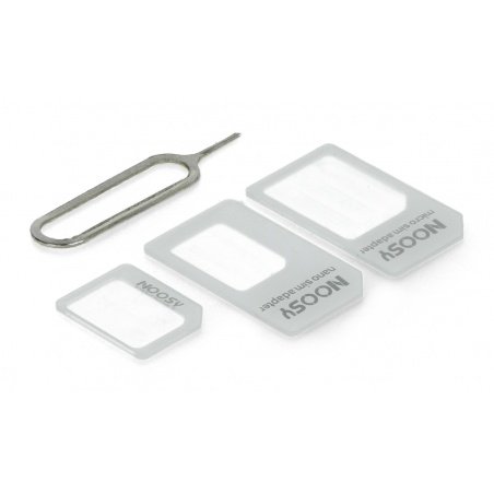 Adapter for micro and nano SIM cards with a key - white Adapter for micro and nano SIM cards with a key - white