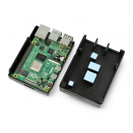 Case for Raspberry Pi 4B - with cutouts - aluminum - black
