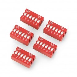 DIP switch 6-pole - red - 5 pcs.
