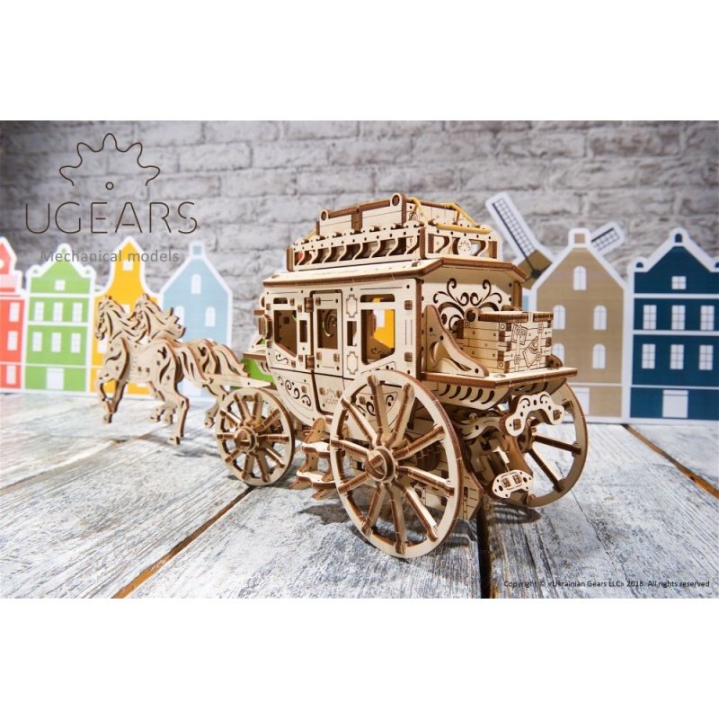 Postal stagecoach - mechanical model for assembly - veneer -