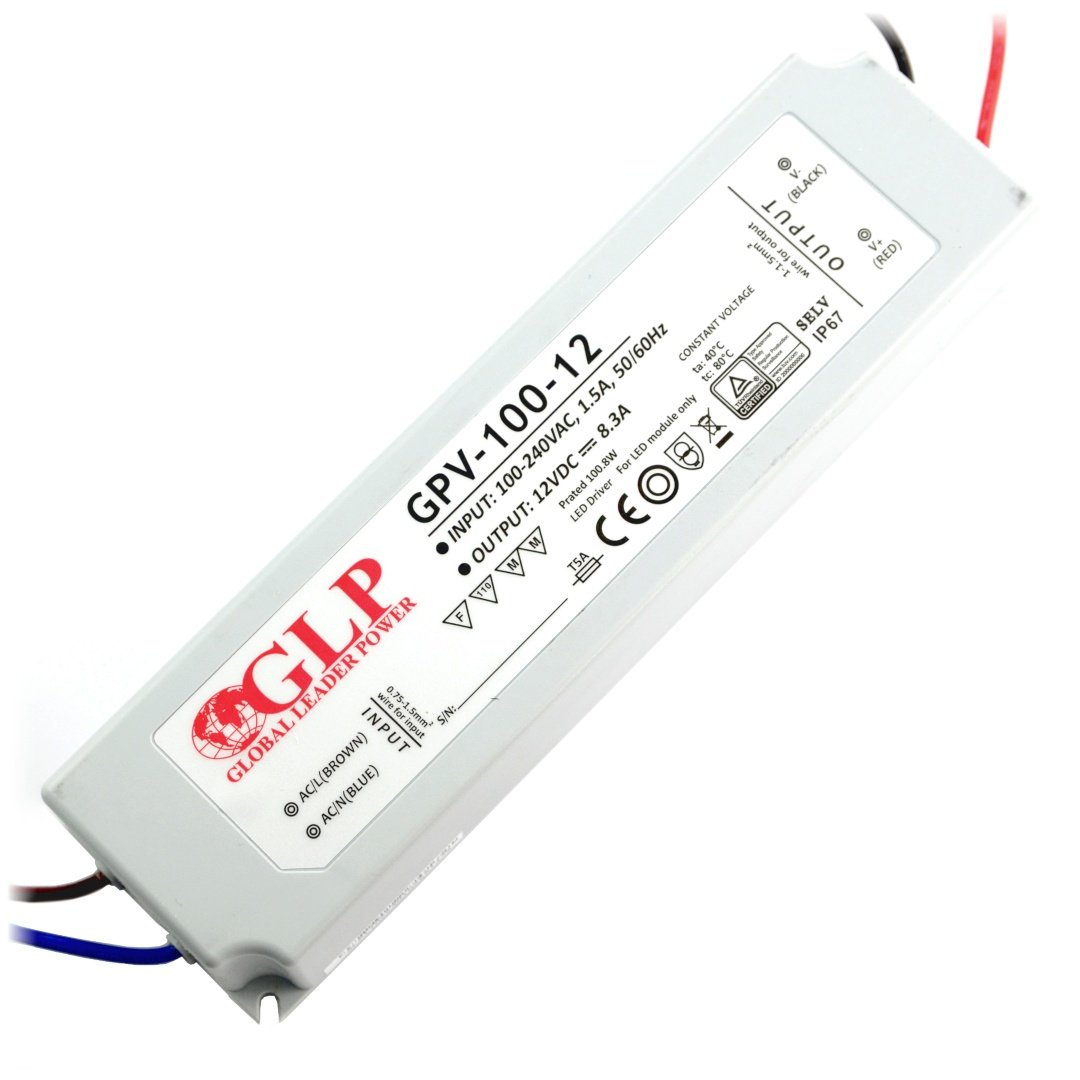 Power supply GPV-100-12 for LED strip - 12V / 8,3A / 100W -