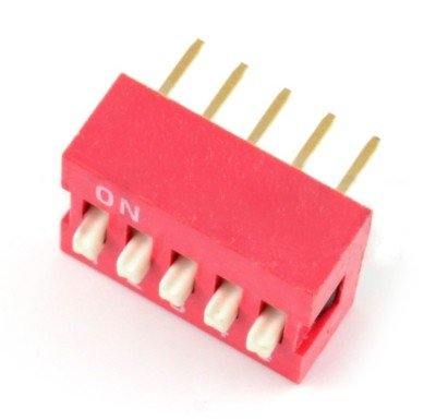 Przełącznik DIP switch 5-polowy - czerwony