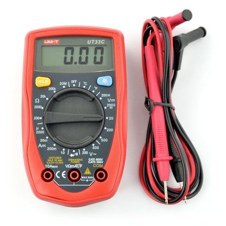 UNI-T UT33C with measuring probes.