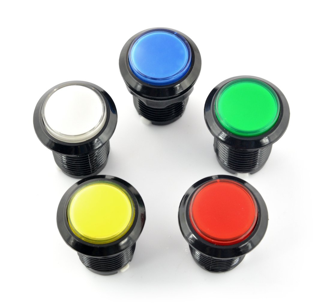 Arcade Push Button 3,3cm czarna obudowa - niebieski z podświetleniem