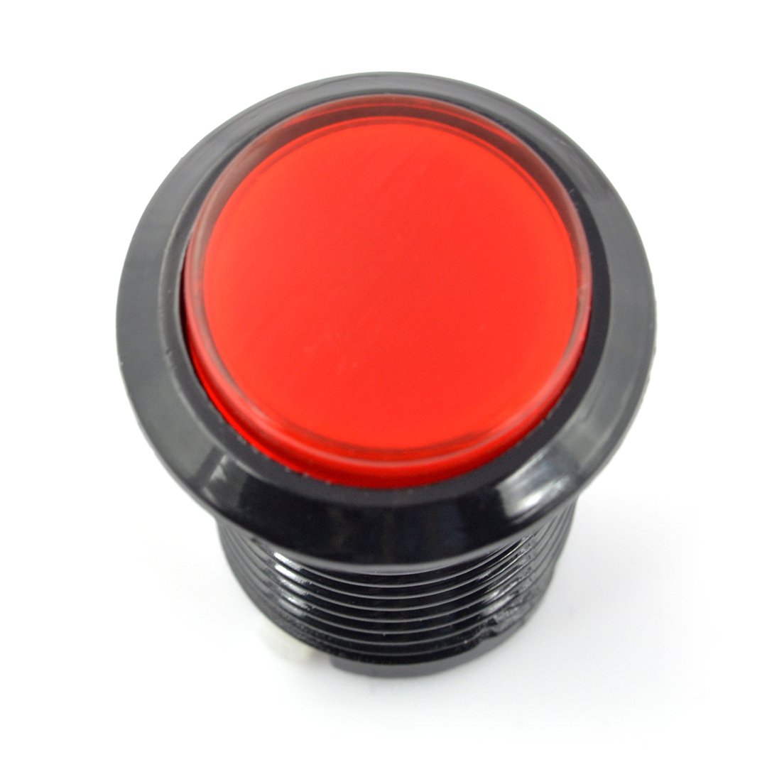 Arcade Push Button 3,3cm czarna obudowa - czerwony z podświetleniem