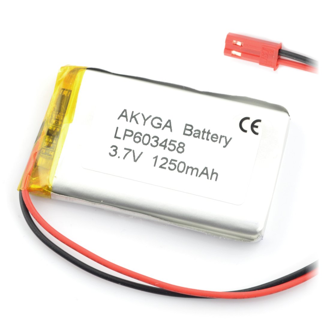 Akumulator Li-Pol Akyga 270mAh 1S 3,7V - złącze JST-BEC + gniazdo