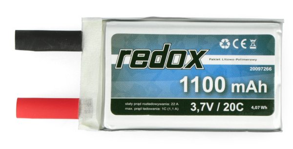 Pakiet Li-Pol Redox 1100 mAh 3,7 V 20C (bez konektorów)